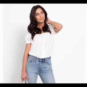 Madewell Texture and Thread White Peasant Top Blouse